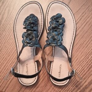 Black Floral Sandals